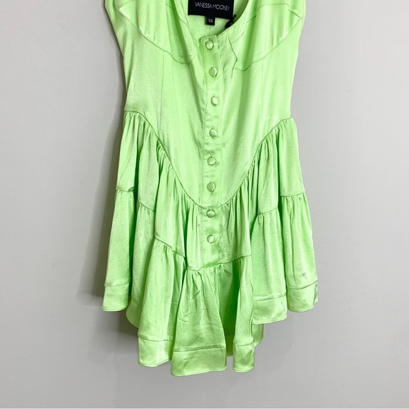 NEW Vanessa Mooney The Elisabeth Romper Dress (Sz XS) Candy Apple Green Satin - Picture 5 of 11